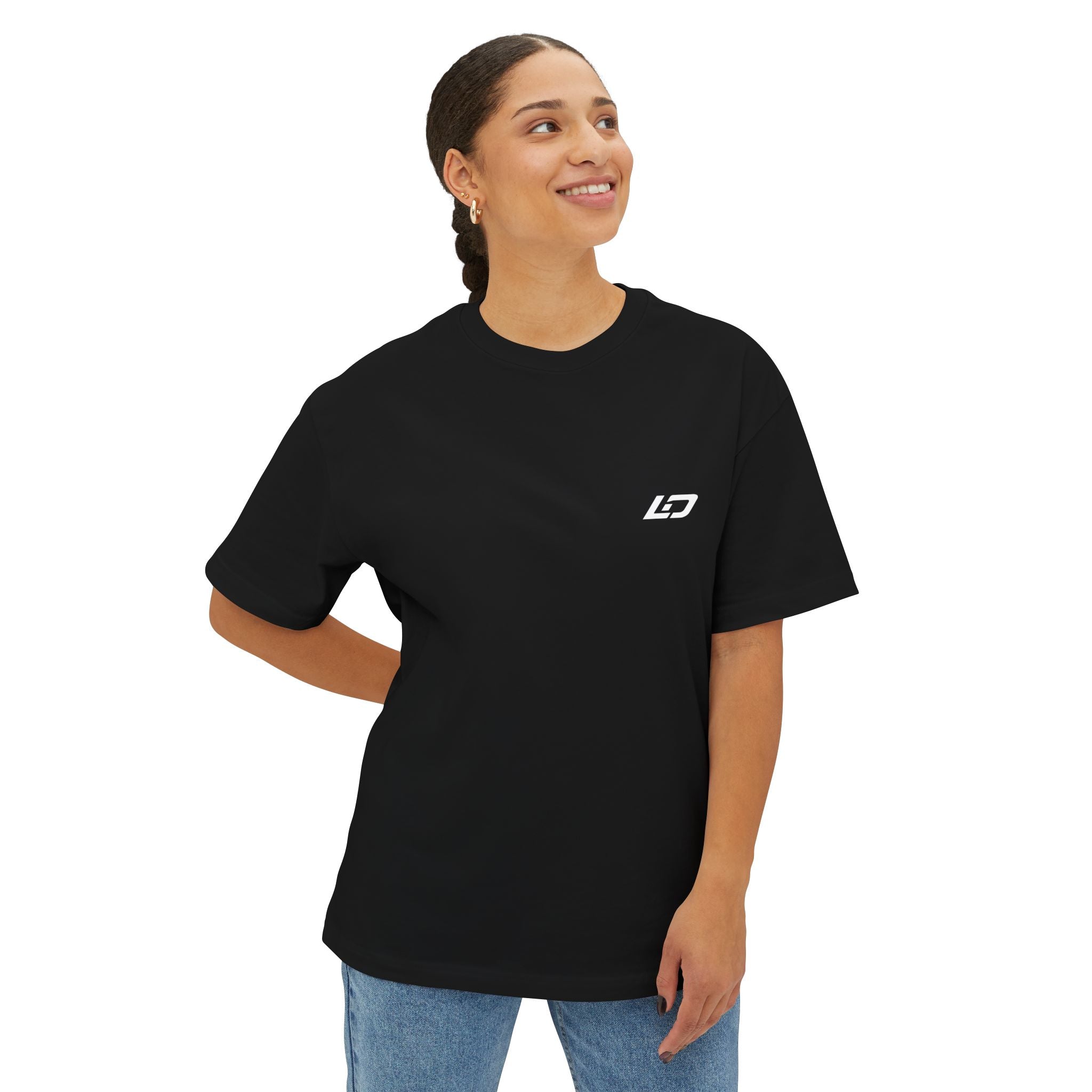 Minimal 'I Don't Care' Chest Print Tee — Oversized Boxy White T-Shirt