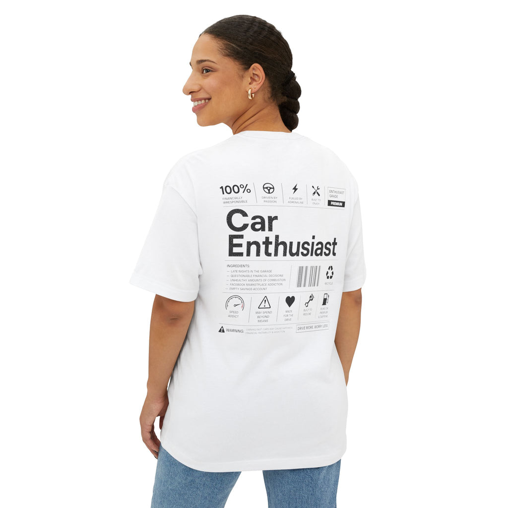 Minimal 'I Don't Care' Chest Print Tee — Oversized Boxy White T-Shirt