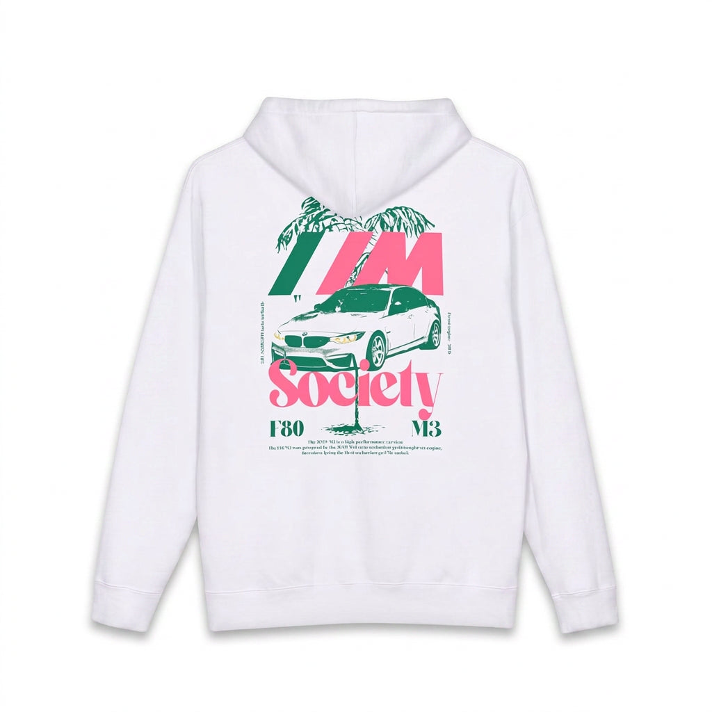 M Society Hoodie white back print