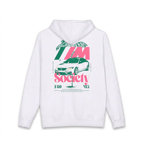 M Society Hoodie white back print
